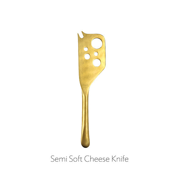 Barcelona Matte Gold Stainless Steel 5 Piece Cheese Service Gift Set