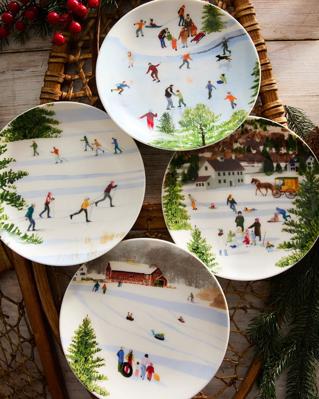 Caskata X Felix Doolittle Winter Wonderland Plates, Set of 4