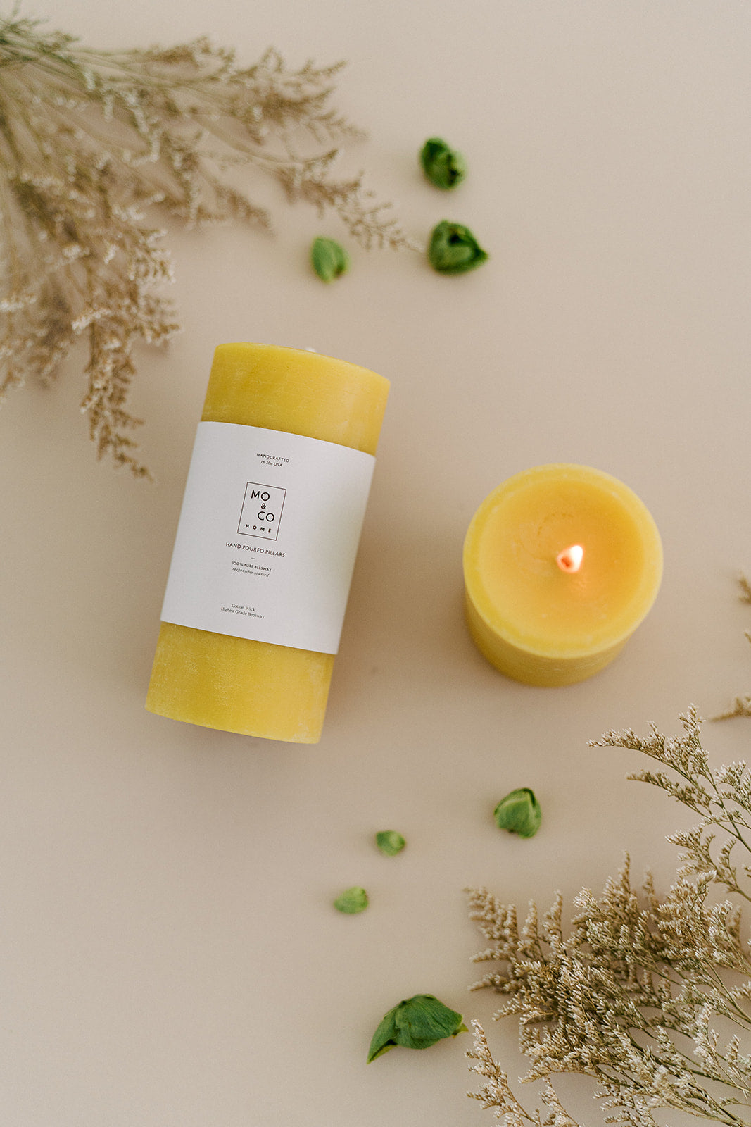 Natural Gold | Beeswax Pillar Candle