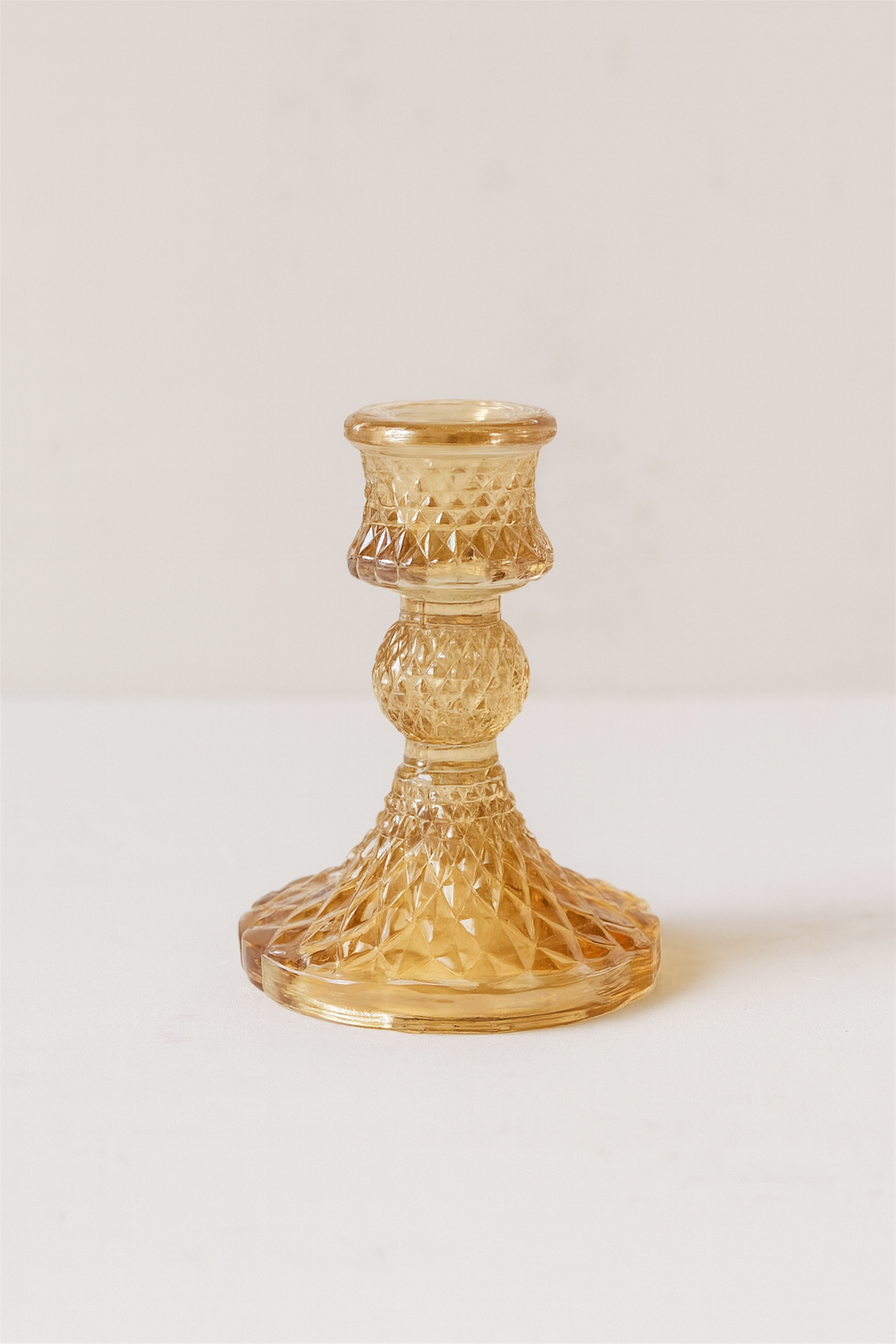 Amber Glass Candle Holder - Set of 2