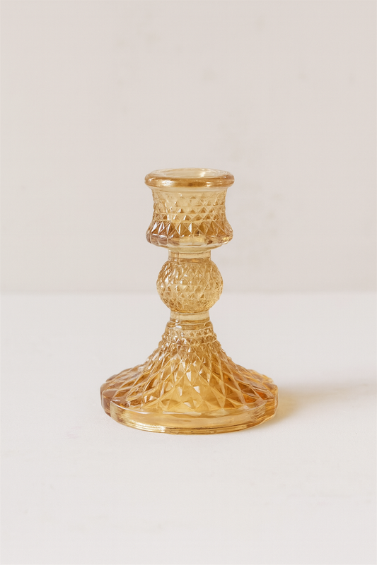 Amber Glass Candle Holder - Set of 2