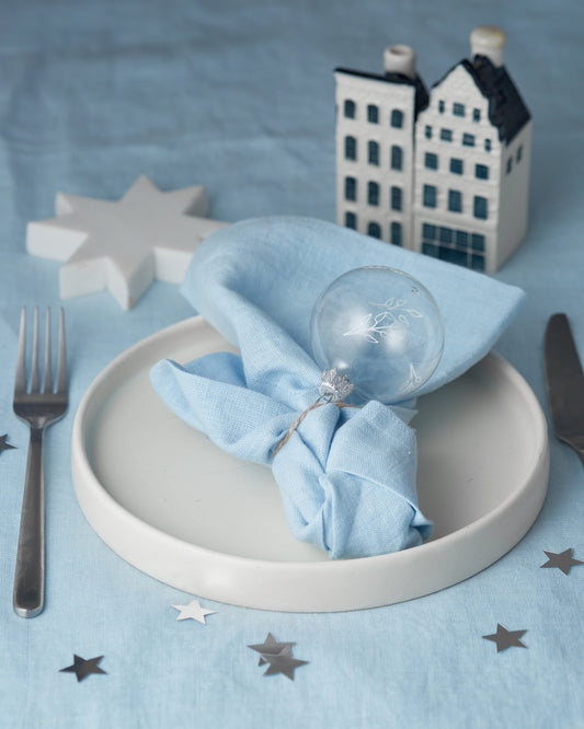 Linen Table Runner - Sky Blue