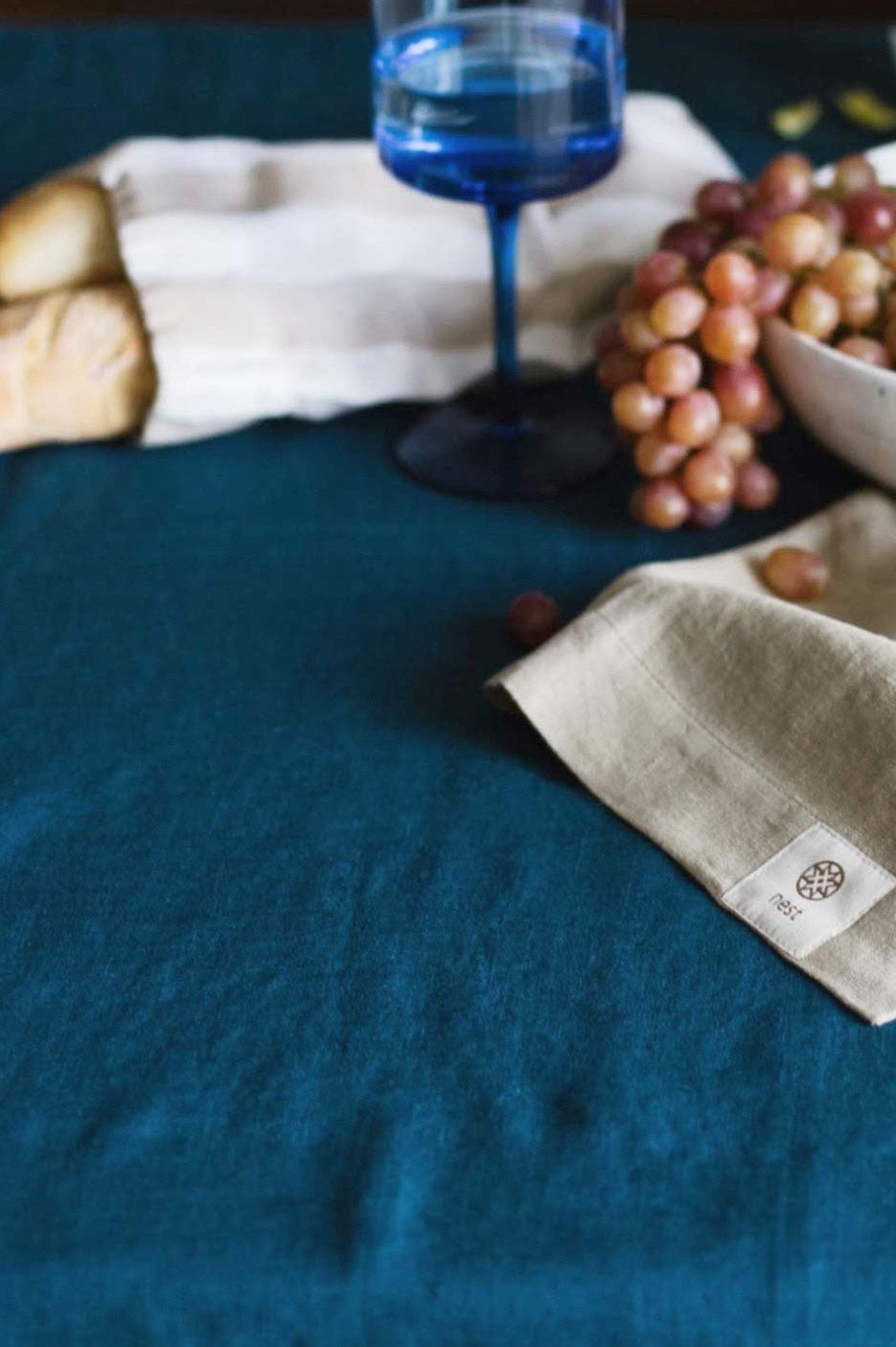 Soft Linen Table Runner - Blueberry