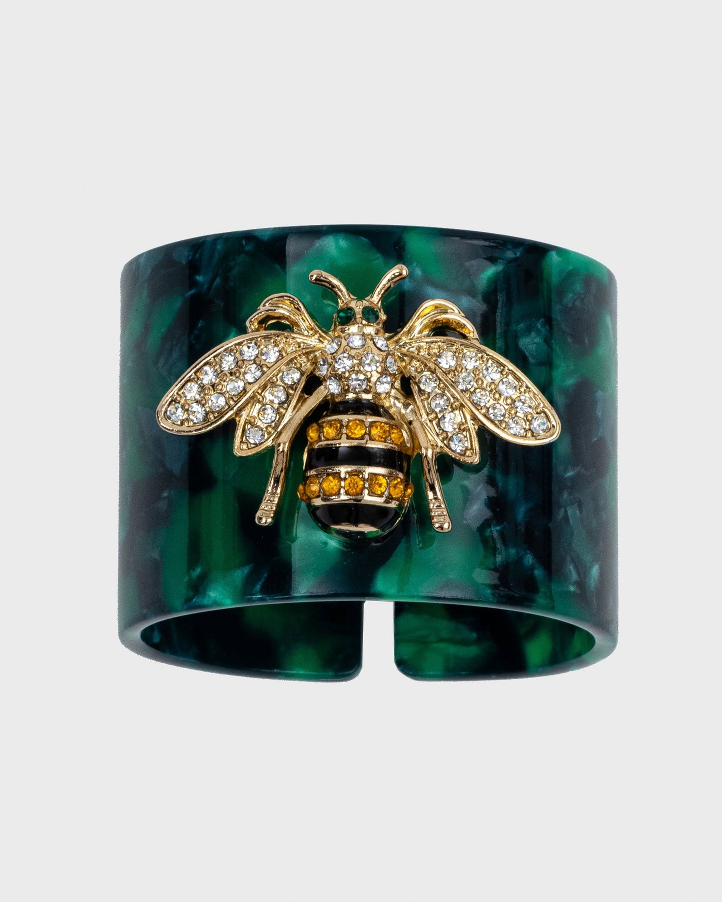 Stripey Bee Napkin Rings - Green Tortoiseshell, Set of 4