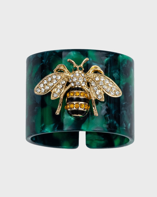 Stripey Bee Napkin Rings - Green Tortoiseshell, Set of 4