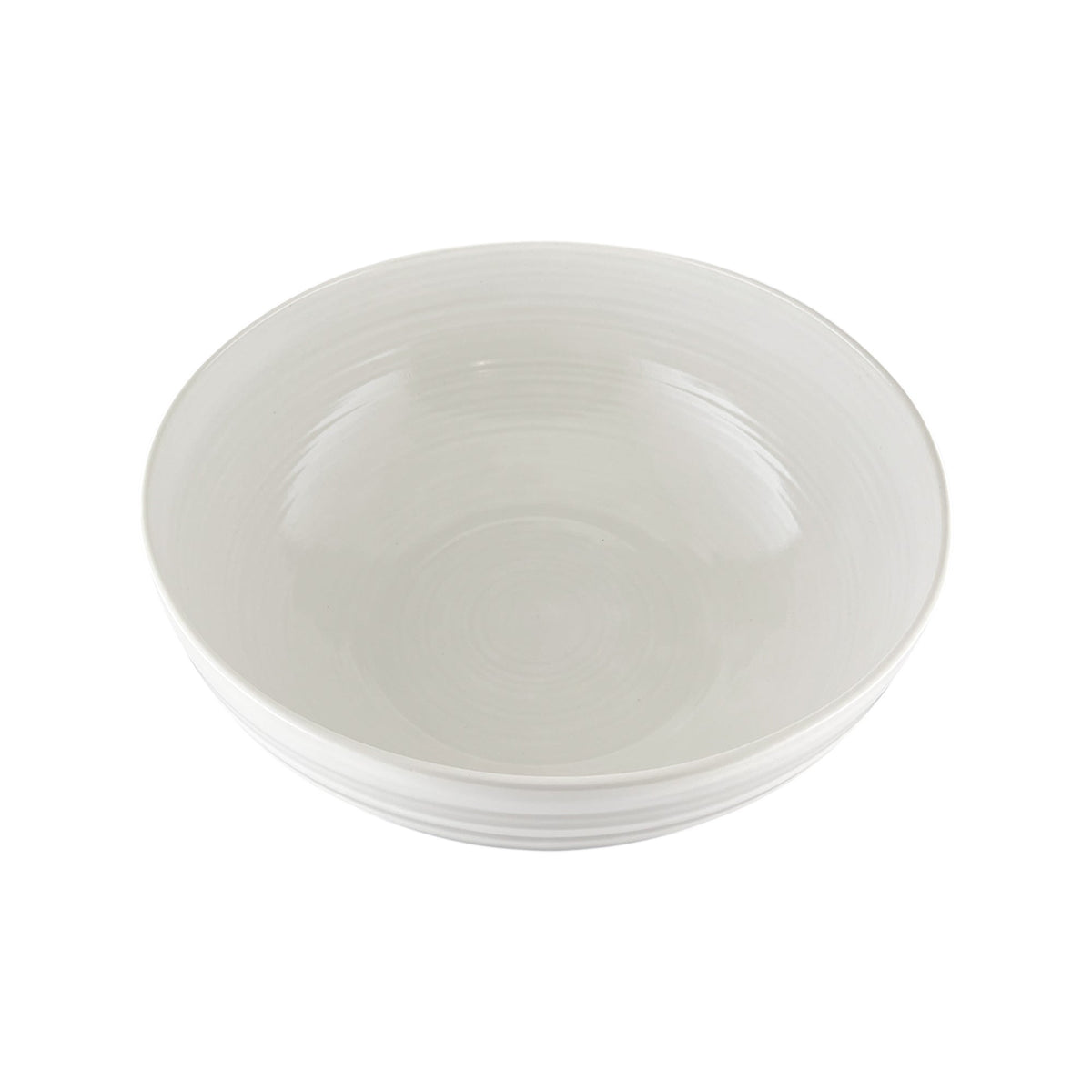 Lines White Stoneware Salad Bowl