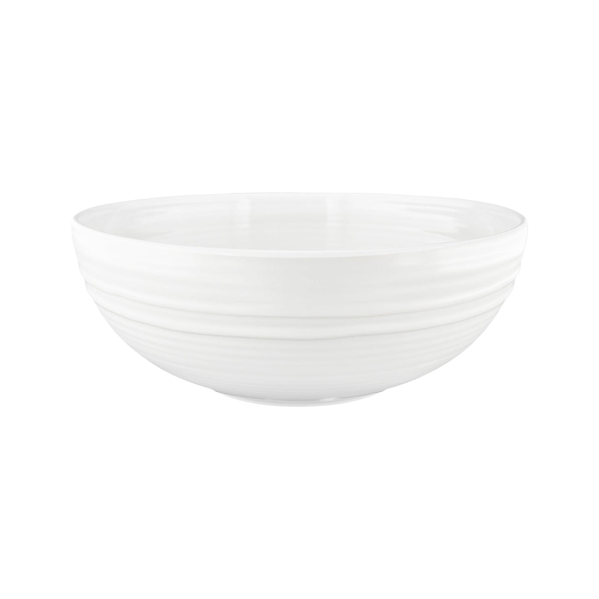 Lines White Stoneware Salad Bowl