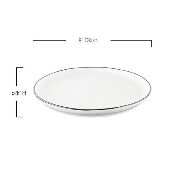 Abbesses Gold Rim Porcelain 4 Piece Dinnerware Set, Service For 1