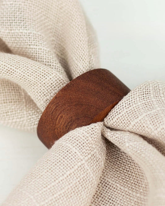 Rustic Wooden Napkin Rings – Set of 4