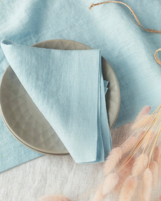 Linen Table Runner - Sky Blue