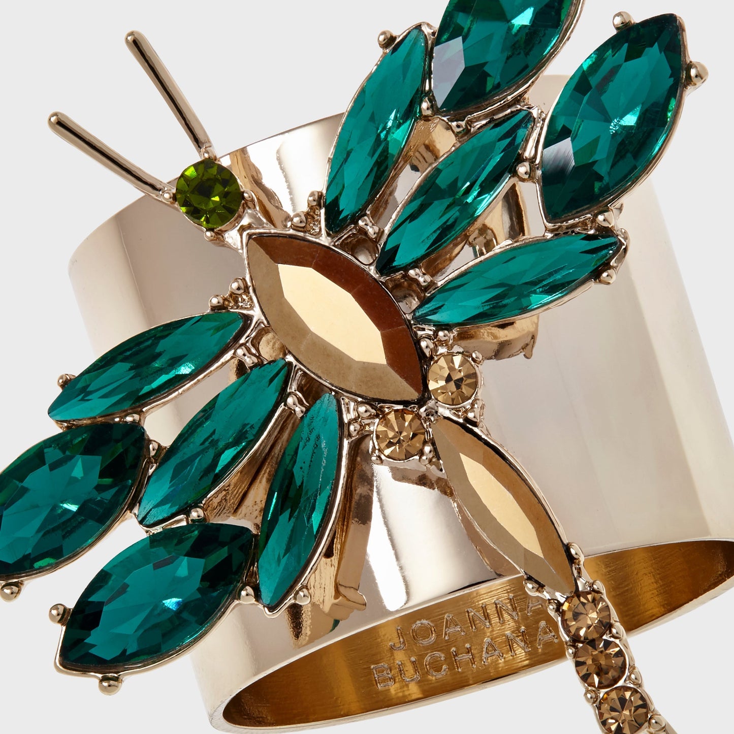 Dragonfly napkin rings, emerald, set of 2