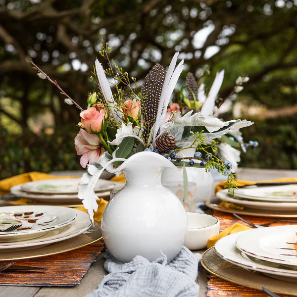 Hibiscus Glass White Bud Vase
