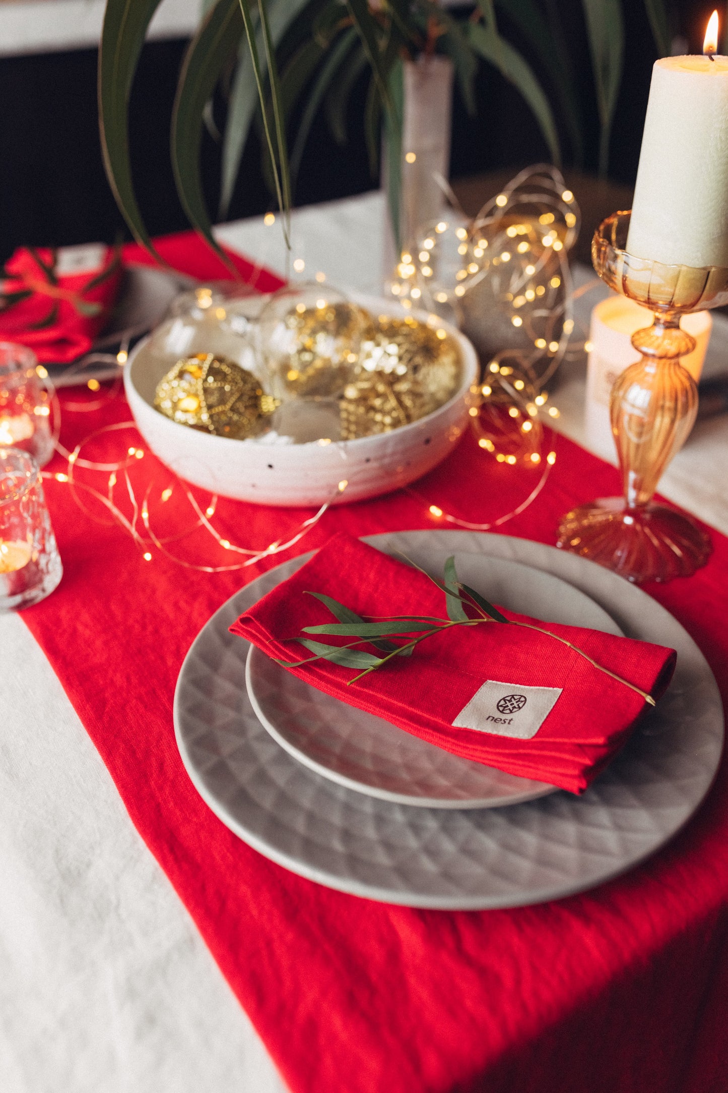 Soft Linen Table Runner - Red
