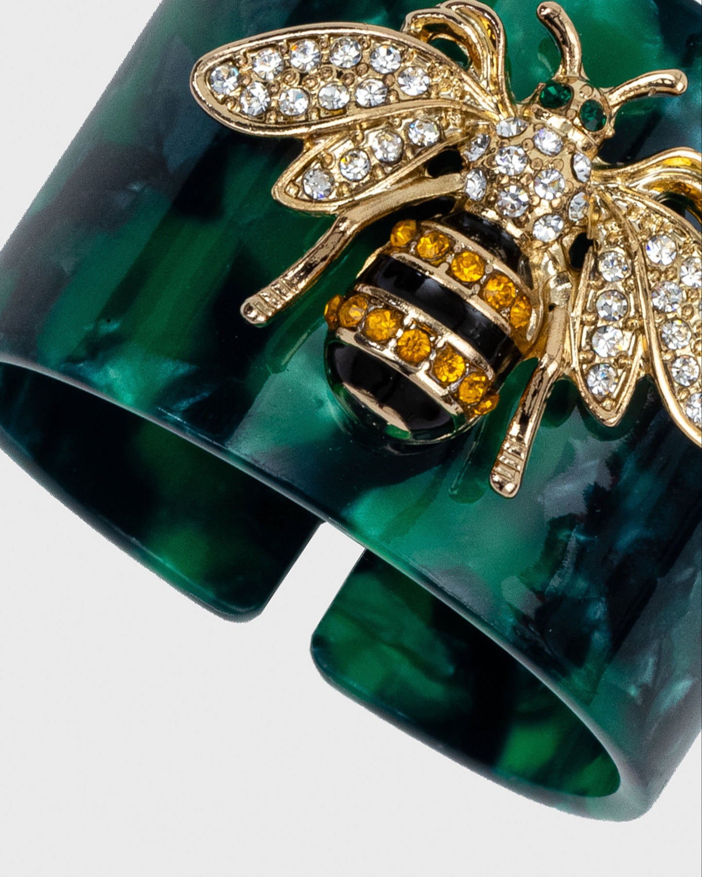 Stripey Bee Napkin Rings - Green Tortoiseshell, Set of 4