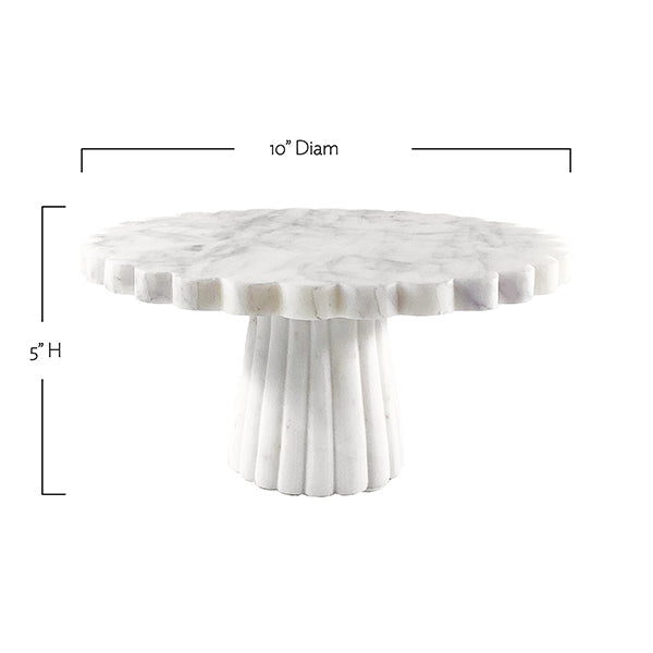 Verona Scalloped Green Marble Cake Stand