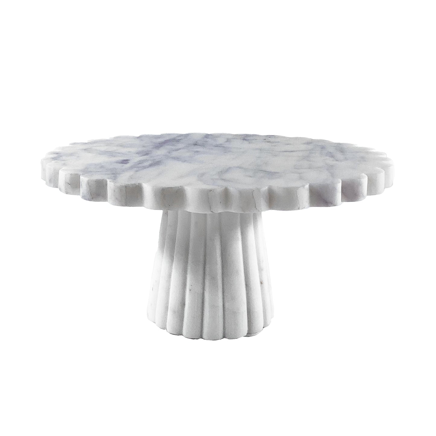 Verona Scalloped White Marble Cake Stand