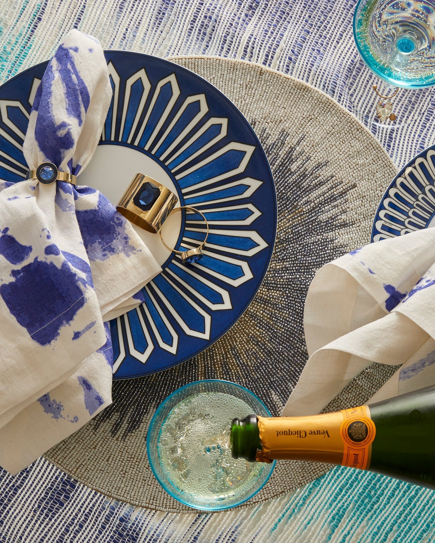 Single Gem Napkin Rings - Navy, Set of 2