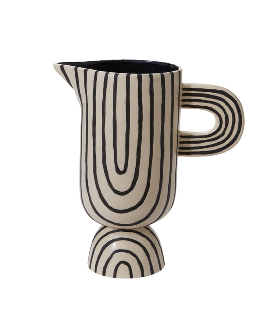 Sculptural Black & White Statement Pitcher