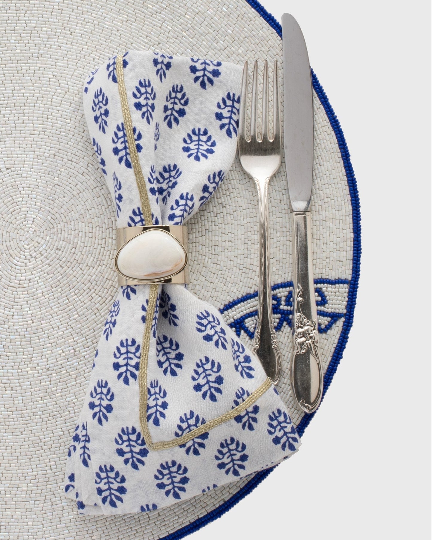 Gilt Edge Shell Napkin Rings - Mother of Pearl, Set of 2