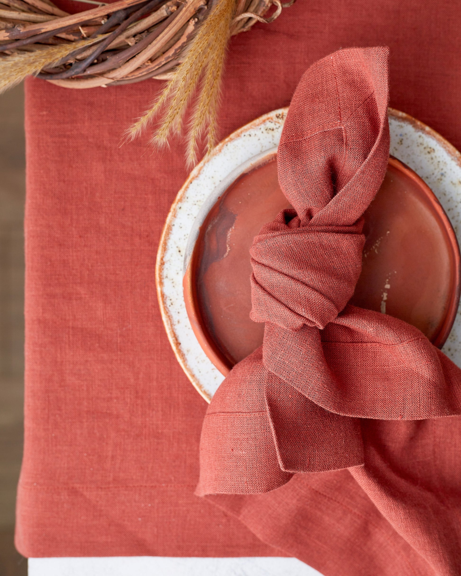 Linen table runner and napkin, table setting styled by Fine Dining 4 Home