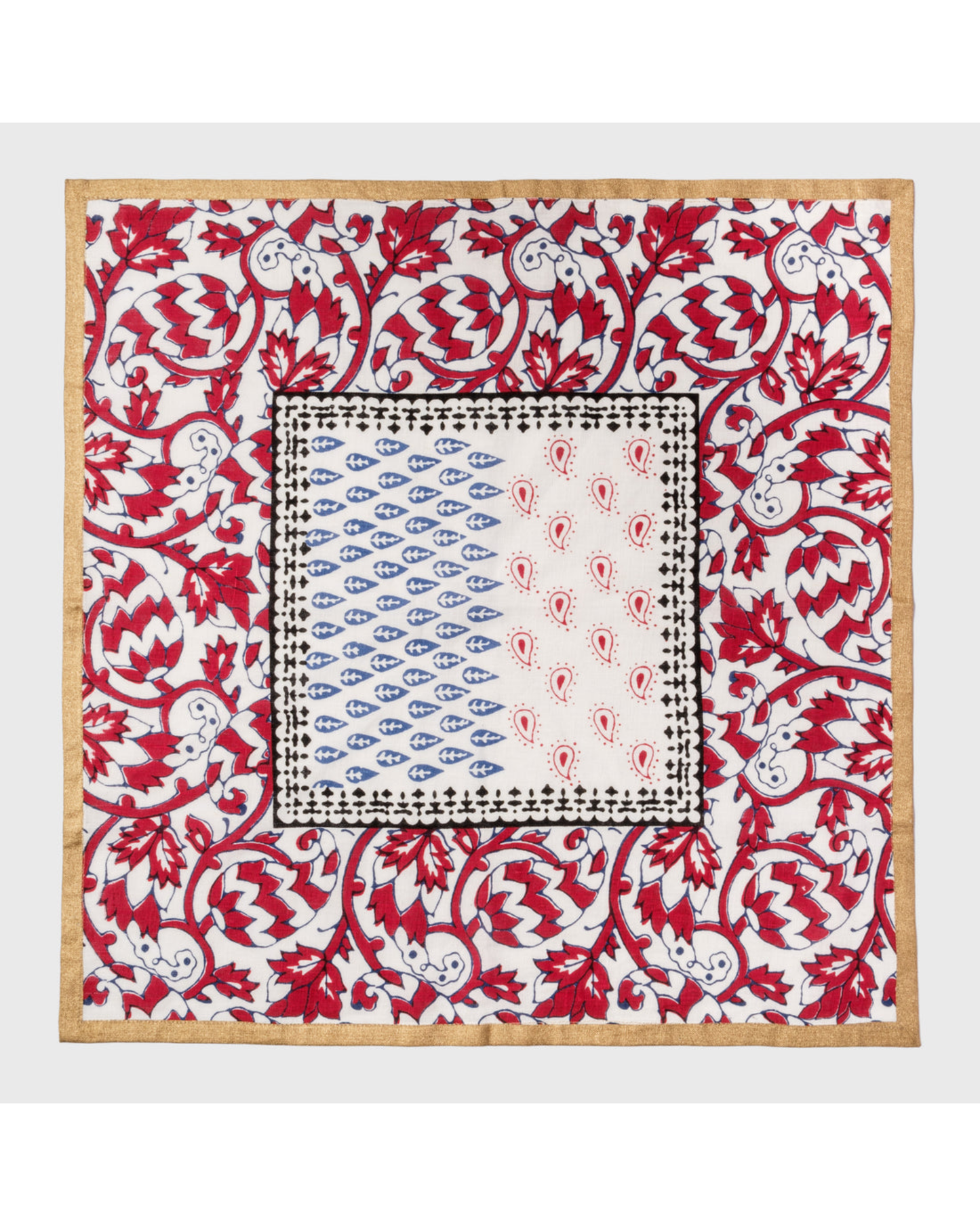 Joyful Block Print Napkin - Red, Set of 2