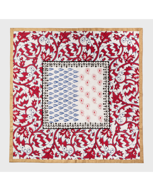 Joyful Block Print Napkin - Red, Set of 2