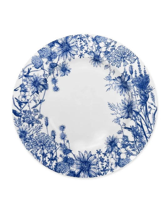 Summer Blues Rimmed Dinner Plate