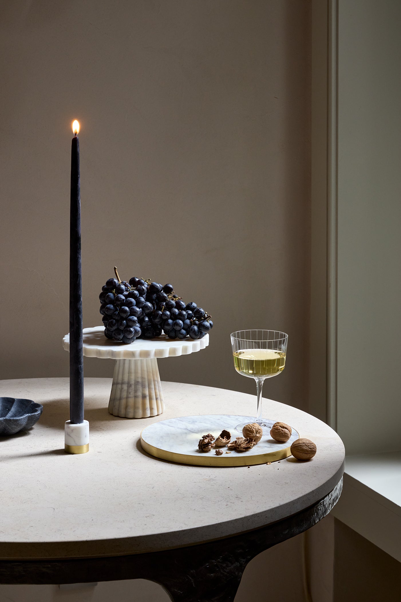 Verona White Marble Candle Holder Set