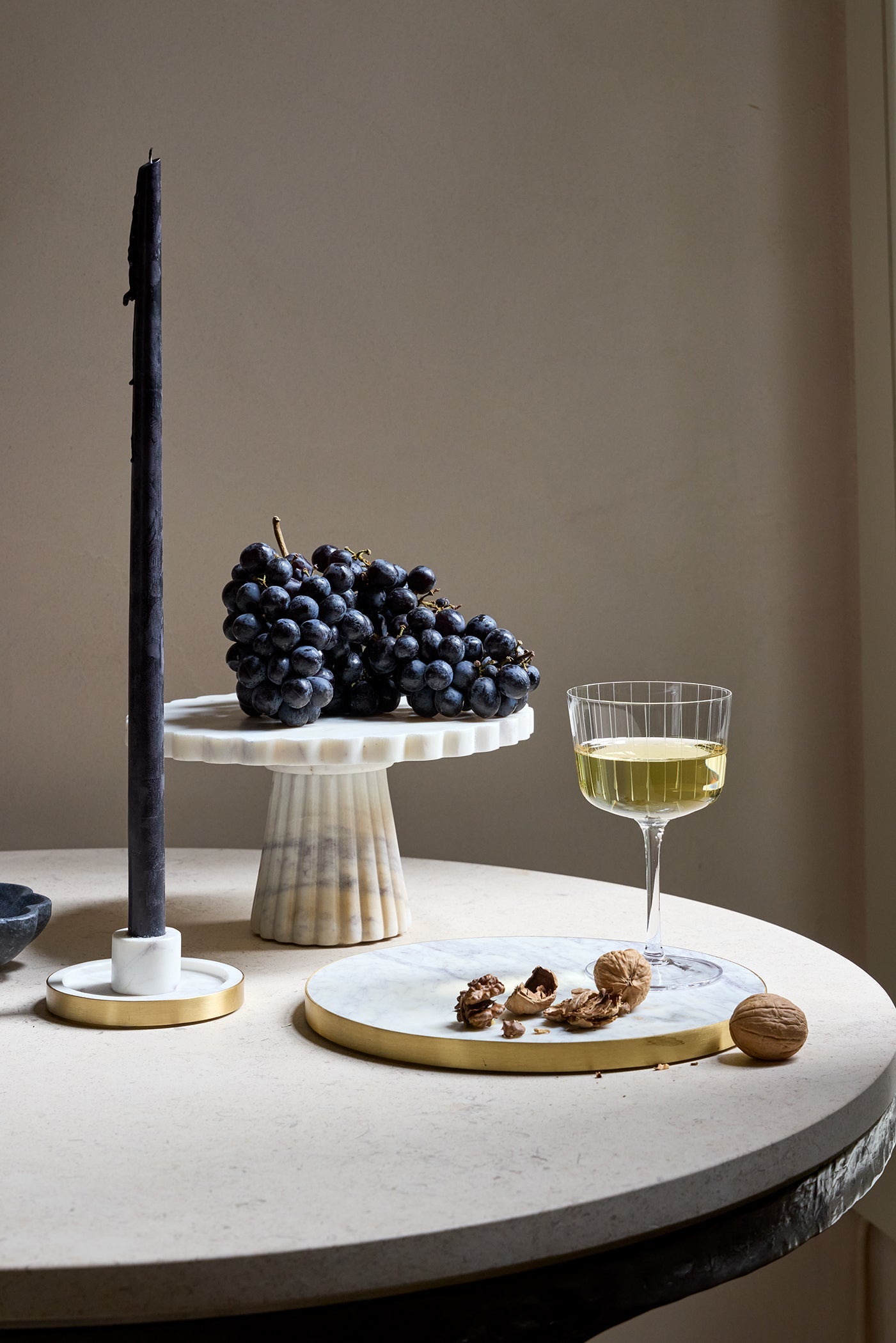 Verona White Marble Candlestick